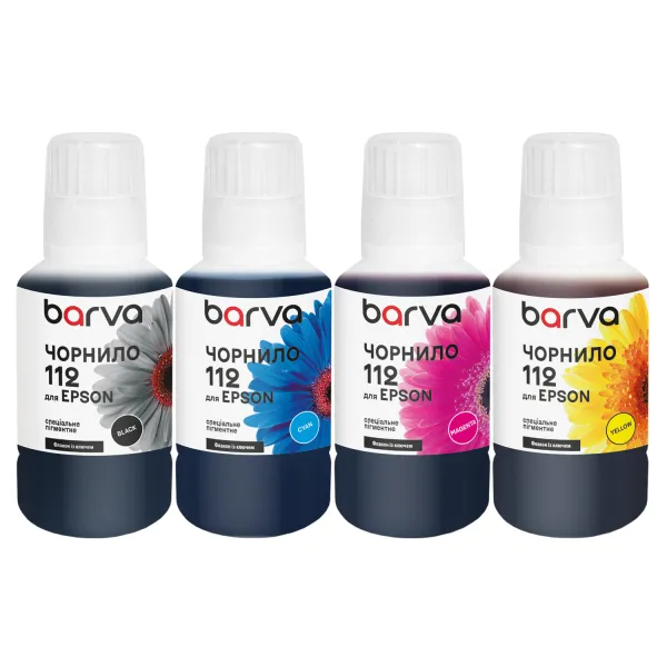Комплект чорнил для Epson 112 спеціальні 4x140 мл, OneKey, пігментні, BK/C/M/Y Barva (E112-140-MP)