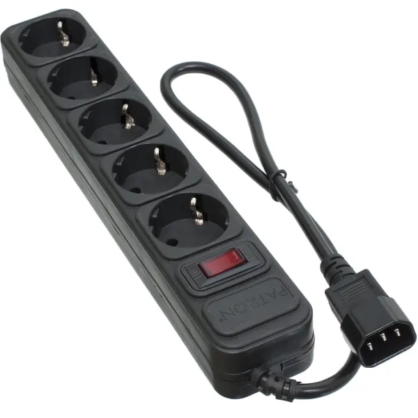 Фільтр мережевий для ДБЖ 5 розеток, 0,5 м, чорний, 3*1мм2 Patron (SP-1052U)