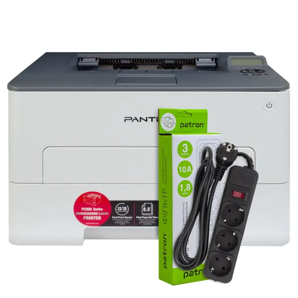 Принтер лазерний P3300DN A4 Pantum (P3300DN) + Фільтр мережевий 3 розетки Patron (SP-1033)