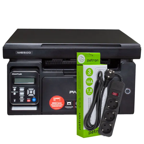 БФП M6500 A4 Pantum (M6500) + Фільтр мережевий 3 розетки Patron (SP-1033)
