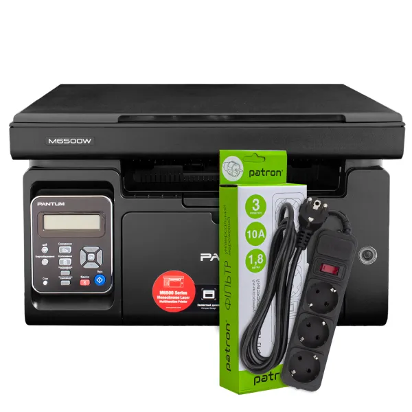 БФП M6500W A4, Wi-Fi Pantum (M6500W) + Фільтр мережевий 3 розетки Patron (SP-1033)
