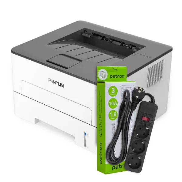 Принтер лазерный P3010D А4 Pantum (P3010D) + Фильтр сетевой 3 розетки Patron (SP-1033)